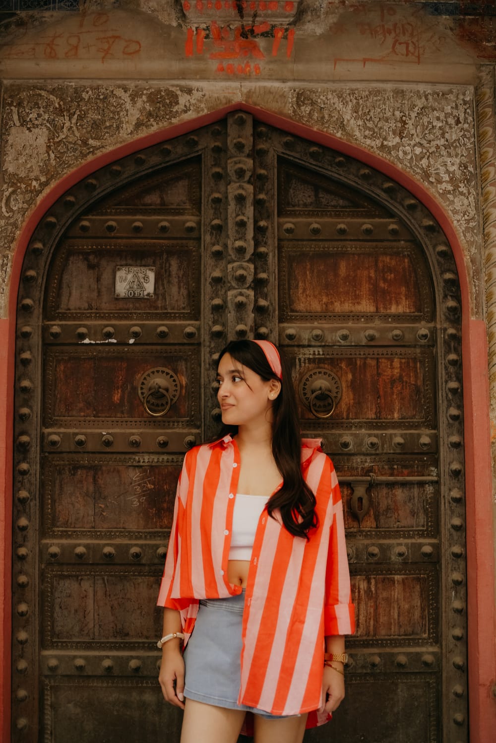 The Striped Shirt in Peach